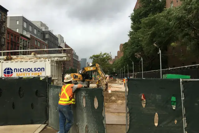 Construction at the northwest corner of Avenue B and 14th Street